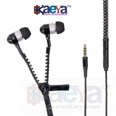 OkaeYa Zip Style Earphones With Mic High Treble & Bass Works with all Android or Iphone Devices (Color May Vary) (Only For Members)